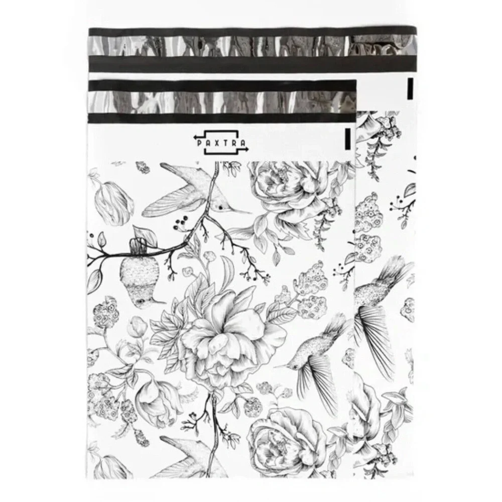 100 large polymailers 12x15 inches vintage birds boho print designer plastic bag